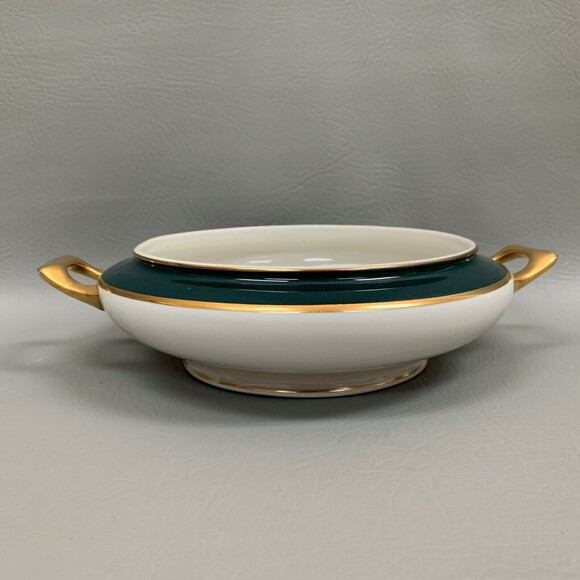 Royal Jackson Tureen Green Gold Band White Handles without Lid - Picture 2 of 10